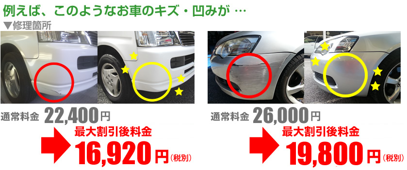 例えばこのキズが・・・(修理料金例)